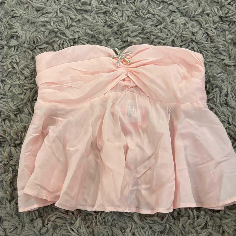 Pink Strapless Top with Starfish Detail